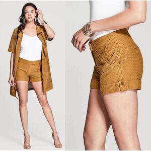 MARCIANO Dia Brown Eyelet Mid-Rise Shorts Size 8 | EUC
